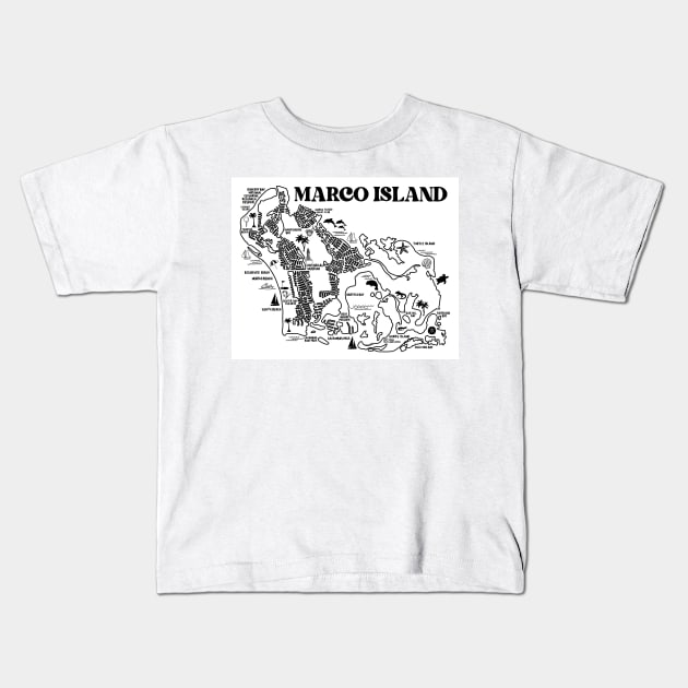 Marco Island Map White Kids T-Shirt by fiberandgloss